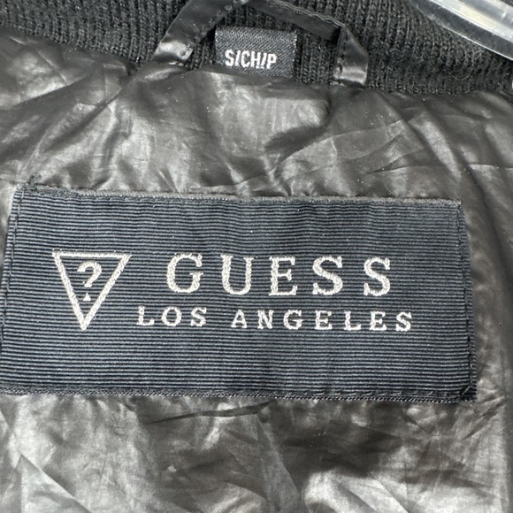 GUESS Los Angeles Puffer Women Doen Coat Jacket S Black Quilted Mid-Length Zip - Picture 10 of 11